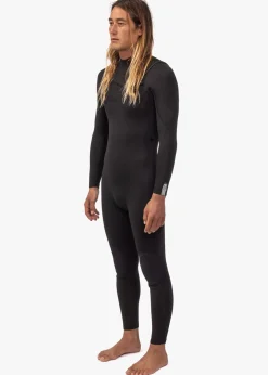 7 Seas 3-2 Full Chest Zip Wetsuit - Black with Jade Logos